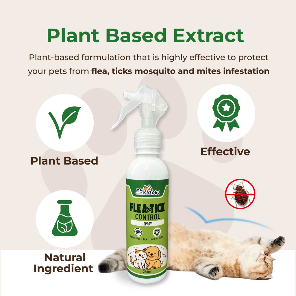 myKazoku Flea and Tick Control Spray 250ml Repels Mites Lice Mosquitoes Safe for Dogs Cats - Image 3