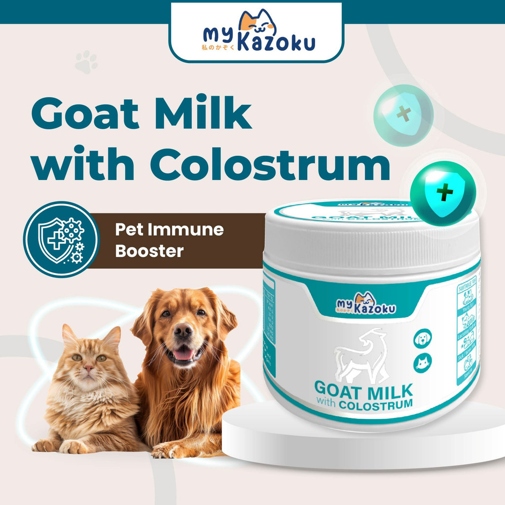 myKazoku Goat Milk with Colostrum Powder 250G Prebiotics Immune Booster for Dog Puppies Cat Kittens