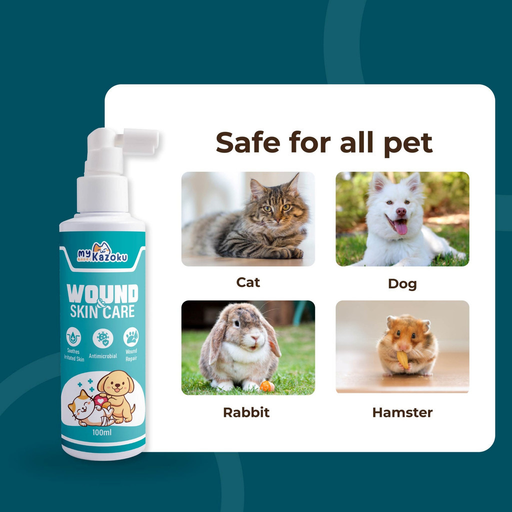myKazoku Wound and Skin Care 100ml Antibacterial Antifungal Spray for Dogs Cats Itchy Skin Relief - Image 6
